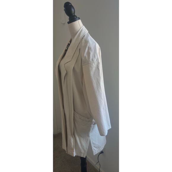 NATURELLE George Georgiou Raw Silk Oversized Unlined Cream Jacket Blazer Sz S - Picture 3 of 8